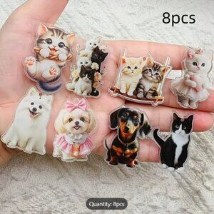 EIGHT Piece Acrylic Animal Charms for DIY Crafts Jewelry Making